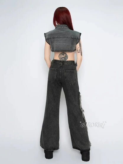 Patchwork Flare Tassel Halloween Pants