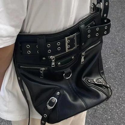 Messenger Motobiker Metal Chic Harajuku Bag Volume Rivets Gothic Cool Big Dark