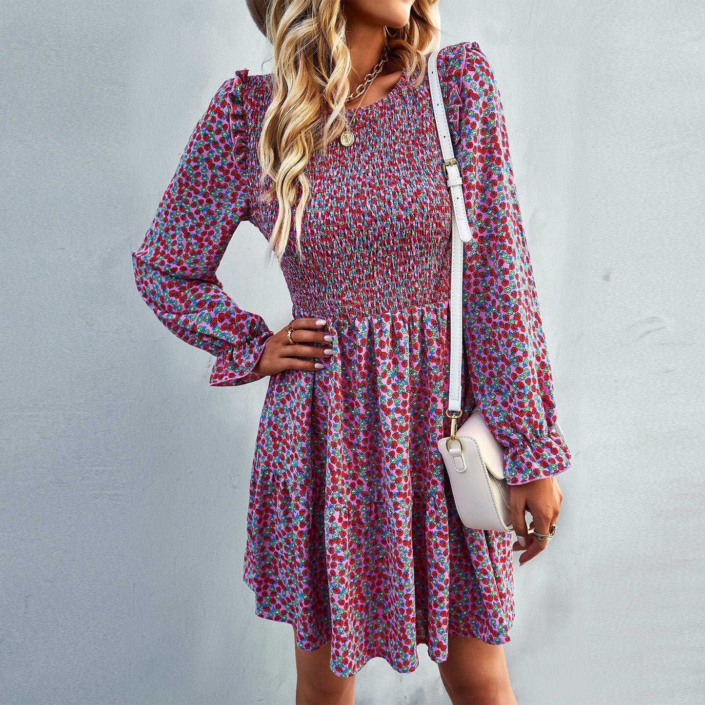 Amy Fashion - O-Neck Long Sleeve All Match A Line Dresses