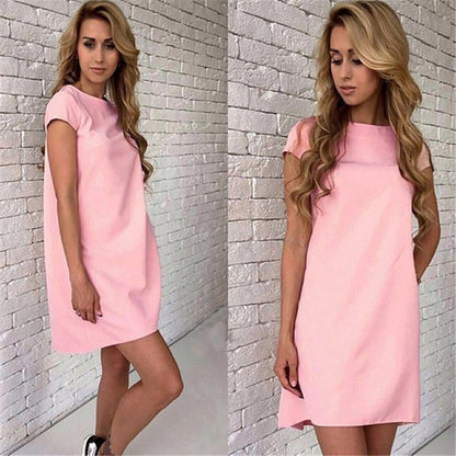 Amy Fashion - Short Sleeve O-neck Midi Dress