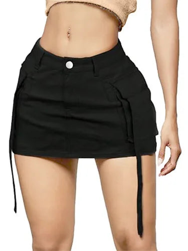 Sexy Short Slim Fit Casual Regular Elegant Splice Denim High Waist Hip Wrap A-Line Skirt