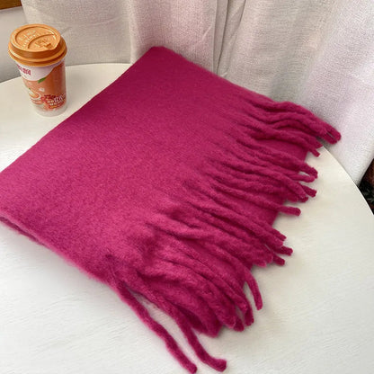 Cashmere Scarves for Women - Thick and Warm Muffler with Tassel Detail