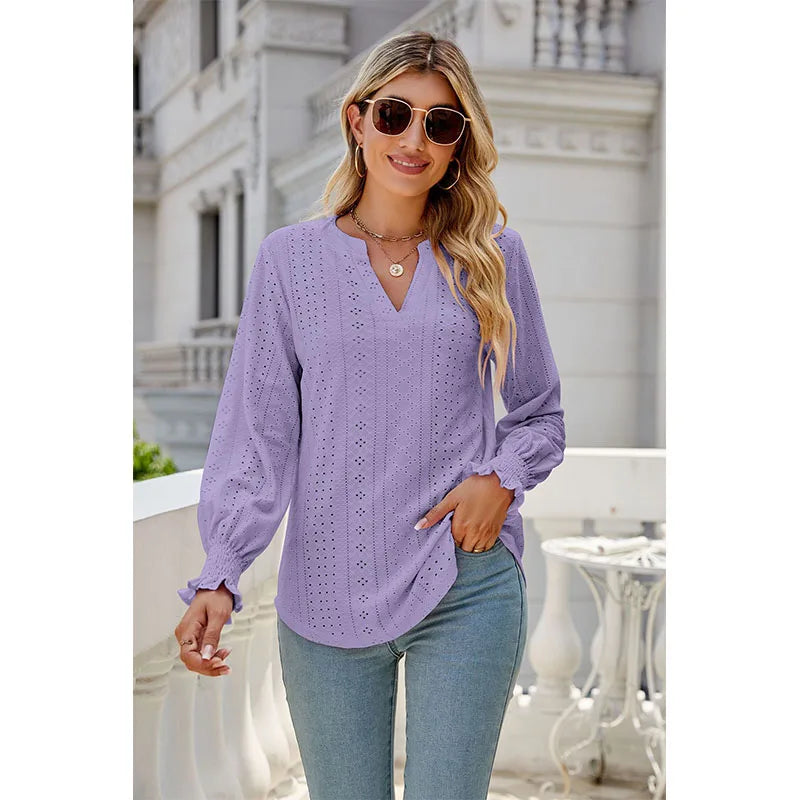 Solid Casual Loose Fashion Summer Vintage Oversized Elegant Female Tops Blouses