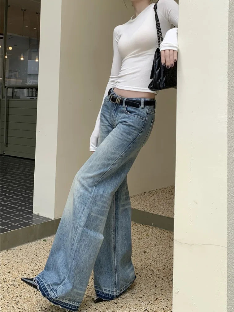 Y2K Low Waist Flare Spring Summer Autumn Fashion Lady Denim Low Rise Jean