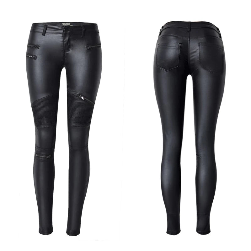 Stretch Faux Leather Skin Tight Gothic Punk Rock Pants