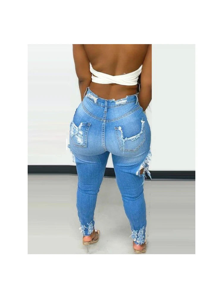 Amy Fashion - Stretchy Ripped High waisted Women Skinny Autumn Winter Female Denim Jean