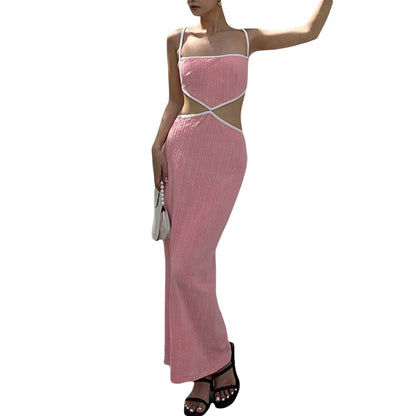 Amy Fashion - Satin Silky Spaghetti Strap Split Long Dress