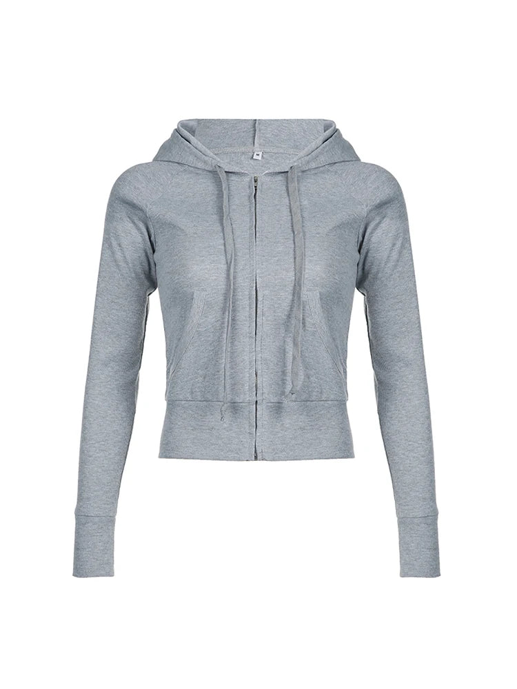 Sweetown Gray Slim Simple Basic Casual Preppy Cozy Stylish Hoodies