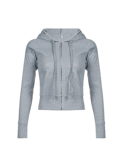 Sweetown Gray Slim Simple Basic Casual Preppy Cozy Stylish Hoodies