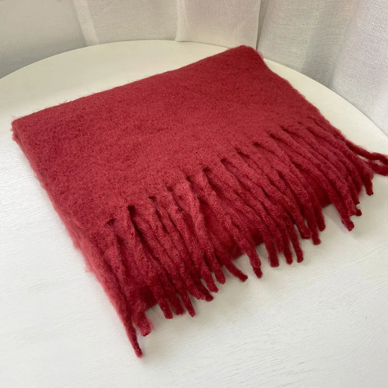 Cashmere Scarves for Women - Thick and Warm Muffler with Tassel Detail