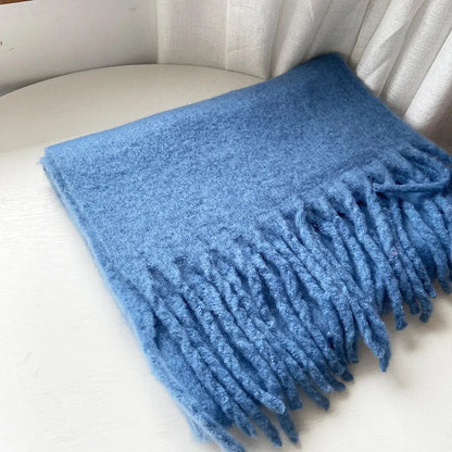 Cashmere Scarves for Women - Thick and Warm Muffler with Tassel Detail