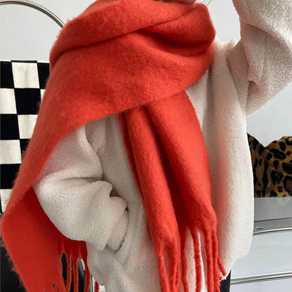 Cashmere Scarves for Women - Thick and Warm Muffler with Tassel Detail