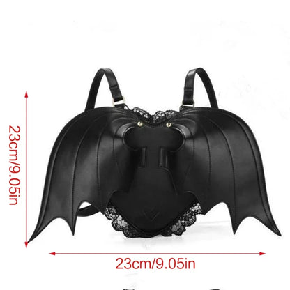 Gothic Lace Bag Dating Backpack Trendy Bat Shopping Daypack PU Wing