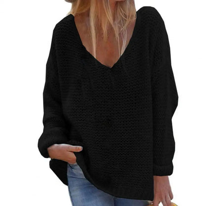 Trendy Solid Color Skin-friendly Autumn V-Neck Knitted Sweater