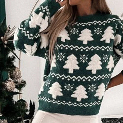 Santa Tree 3D Print Christmas Sweater - Warm Thick Long Sleeve Pullover