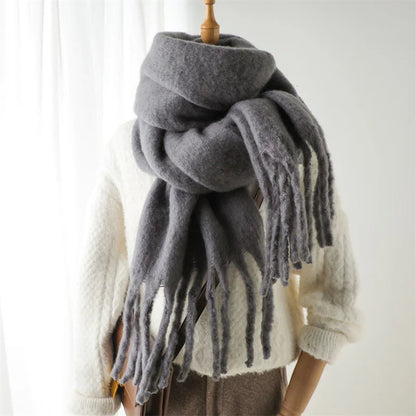 Cashmere Winter Scarf for Women - Solid Thick Soft Pashmina Wrap