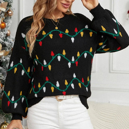 Christmas Party Knitted Loose Sweater - Casual Streetwear Jacquard Sweet Design