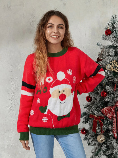 Santa Jacquard Patchwork Christmas Sweater