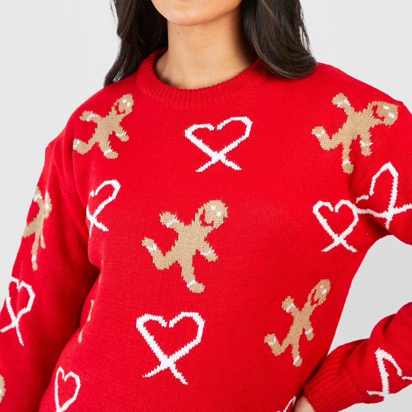 Gingerbread Christmas Sweater - Long Sleeve Casual Loose Fit