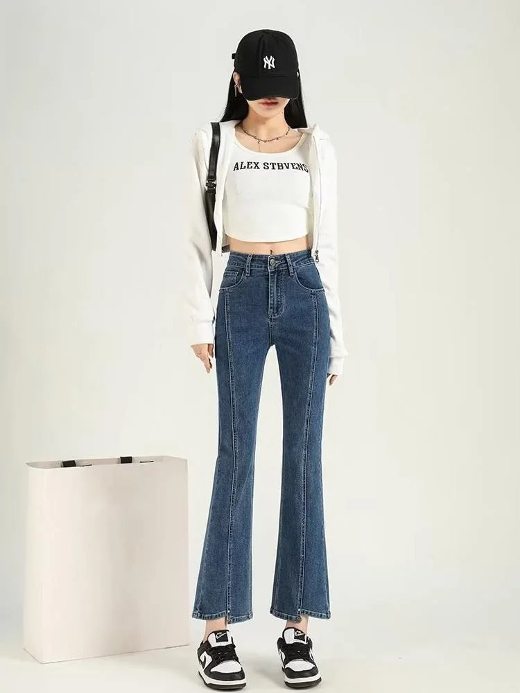 Amy Fashion - Teenagers Y2k Flare Fashion Autumn Baggy Vintage Harajuku Jean