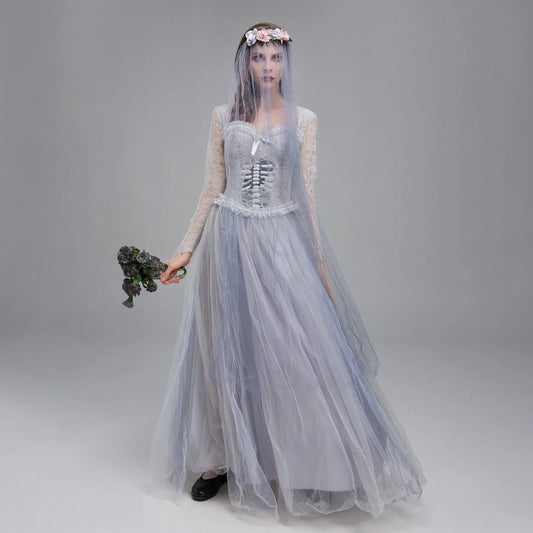 Corpse Halloween Veil Dead Costume Cosplay Bride Floral Ghost