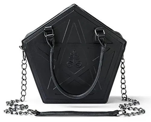 Shoulder Bag Pentagram Soft Handbag Leather Darkness Punk Chain Gothic