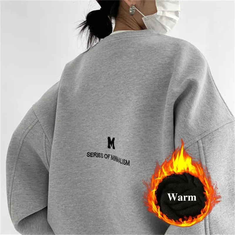 Letter Embroidery Oversize Long Sleeve Loose Streetwear Hoodie