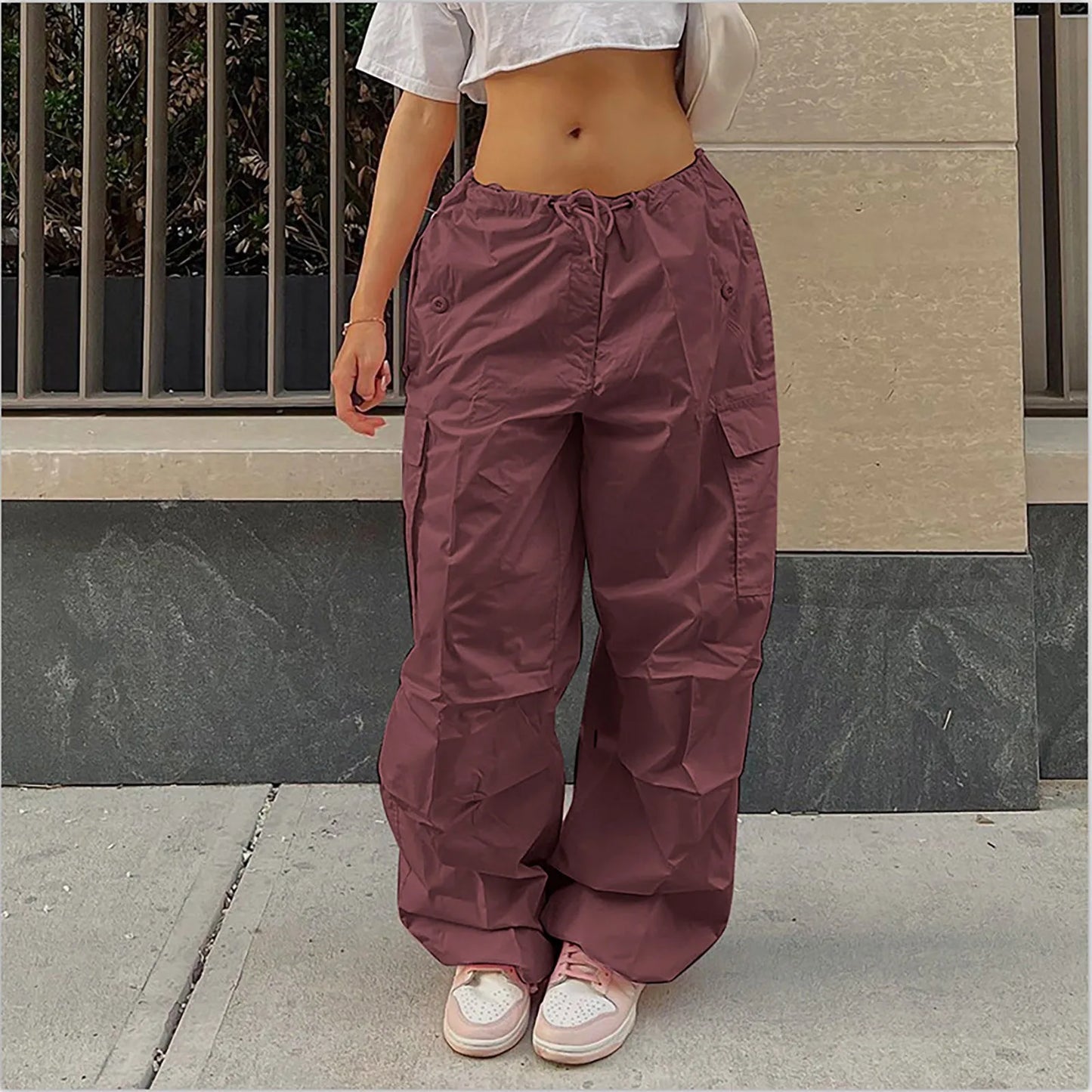 Y2K Cargo Casual Vintage Drawstring Tech Streetwear Hip Hop Baggy Trouser