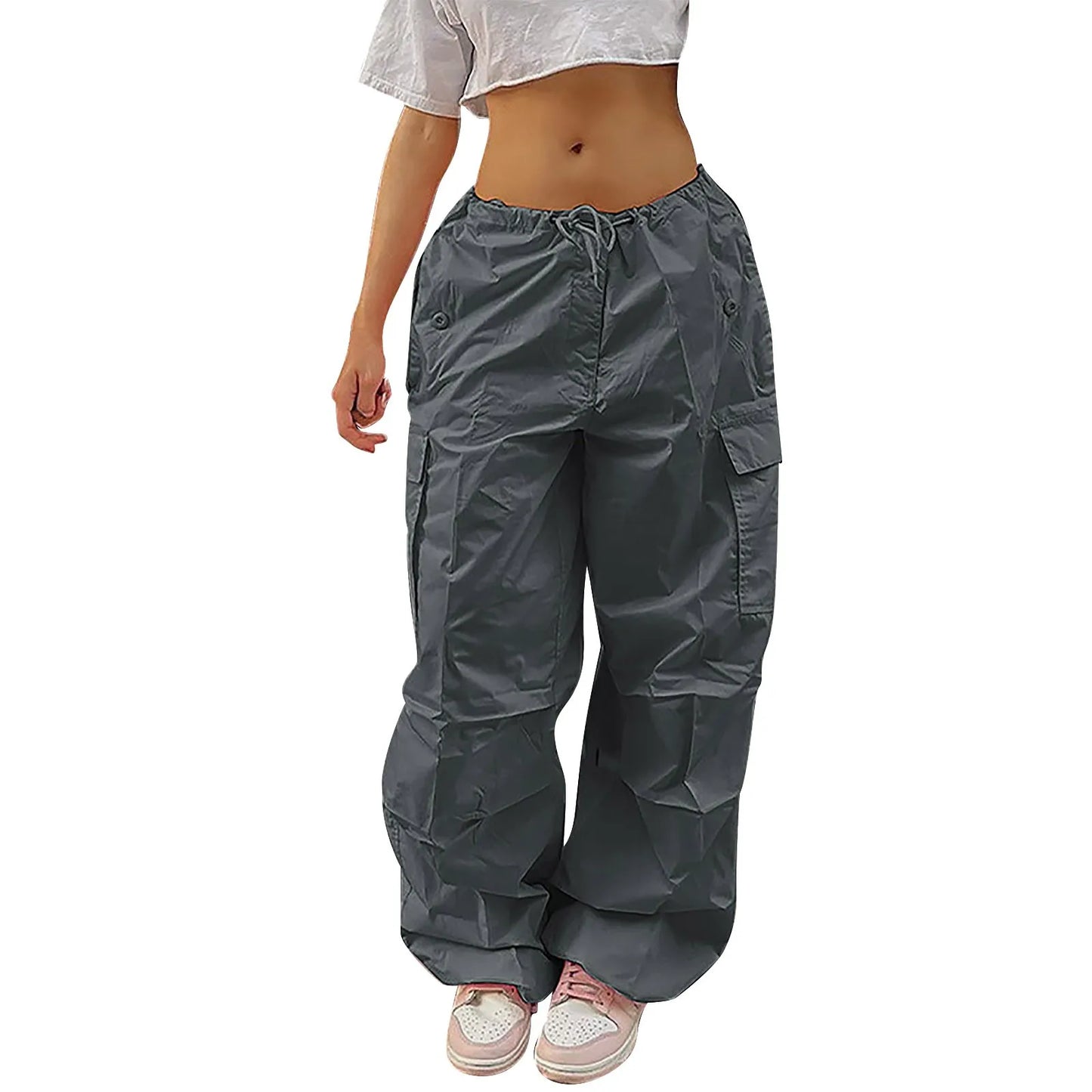 Y2K Cargo Casual Vintage Drawstring Tech Streetwear Hip Hop Baggy Trouser