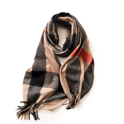 Plaid Blanket Thick Winter Warm Shawl Set Scarf