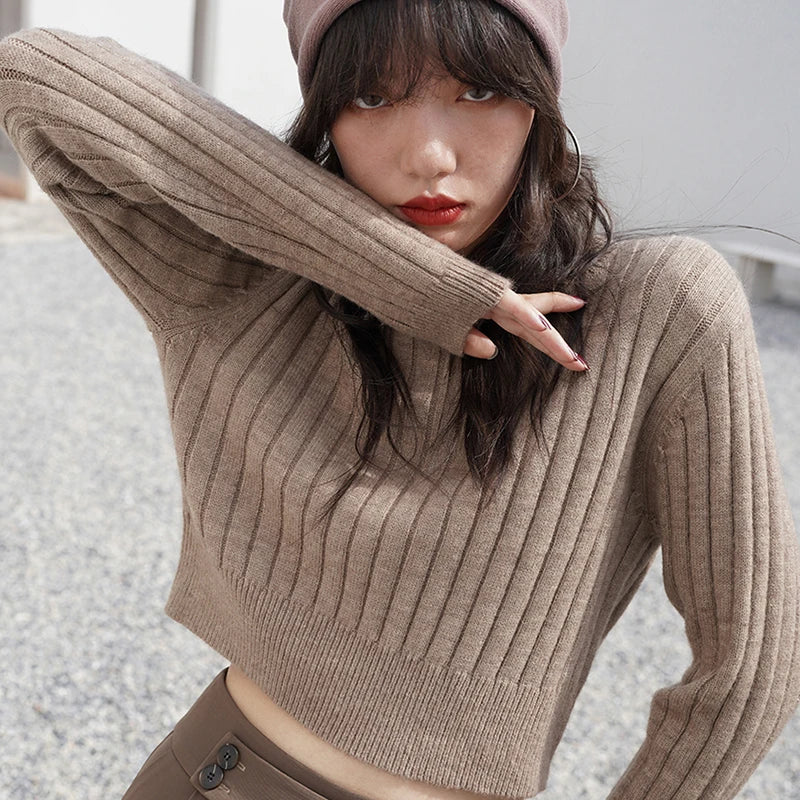 O-Neck Knitted Autumn Winter Solid Colour Casual Basic Elegant Sweater