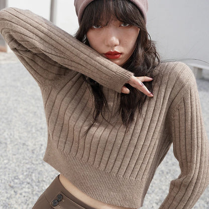 O-Neck Knitted Autumn Winter Solid Colour Casual Basic Elegant Sweater