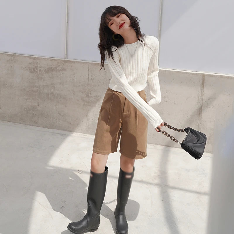 O-Neck Knitted Autumn Winter Solid Colour Casual Basic Elegant Sweater