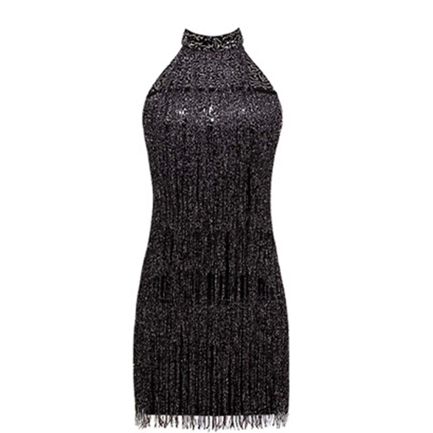 1920s Vintage Great Gatsby V-Neck Sleeveless Sequin Beaded Tassel Flapper Vestidos Female Elegant Party Dress