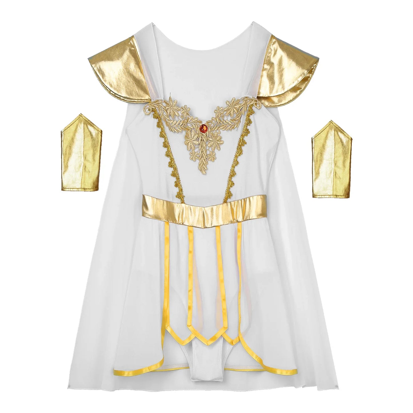 Ancient Toga Roman Costume Leotard Cosplay Goddess Greek Empress Halloween Cape