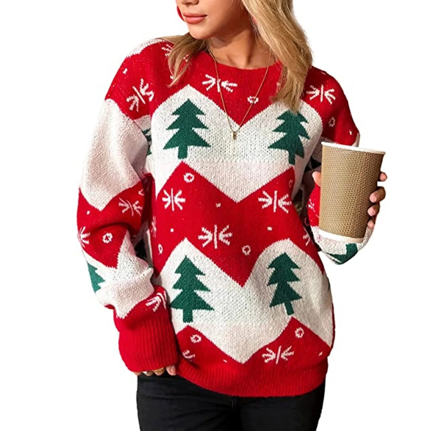 Soft O Neck Long Sleeve Thick Warm Christmas Sweater