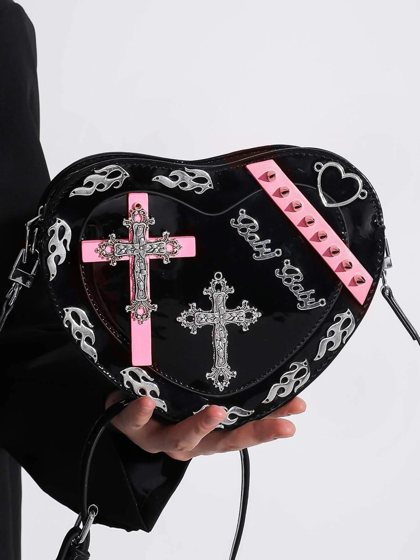 Trendy PU Pattern Gothic Cross Mini Bag Colorful Y2K Punk Coffin Shape