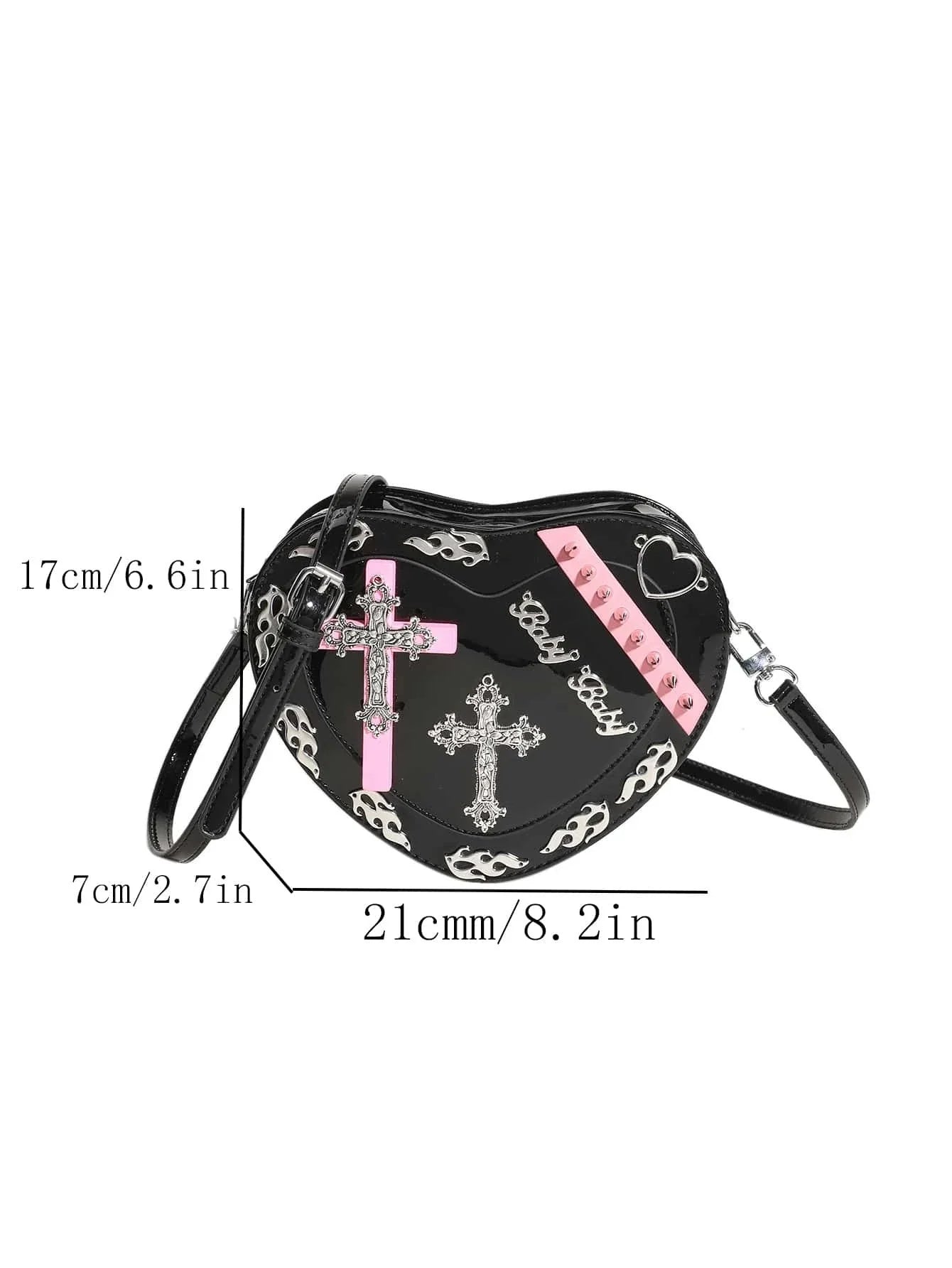 Trendy PU Pattern Gothic Cross Mini Bag Colorful Y2K Punk Coffin Shape