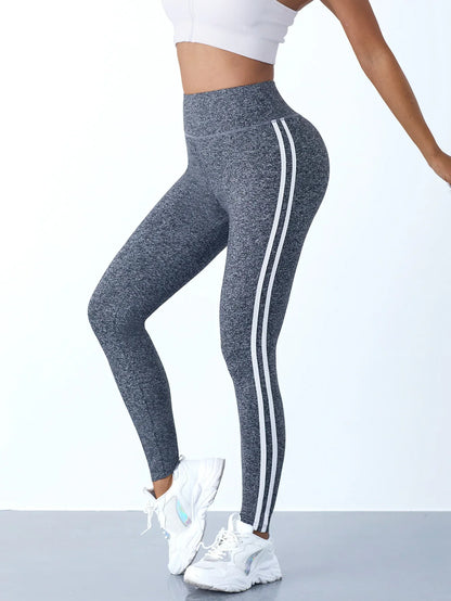 Striped Slim Sports Pants High Waist Hip Lifting Casual Tights Workout Running Stretchy Leggings