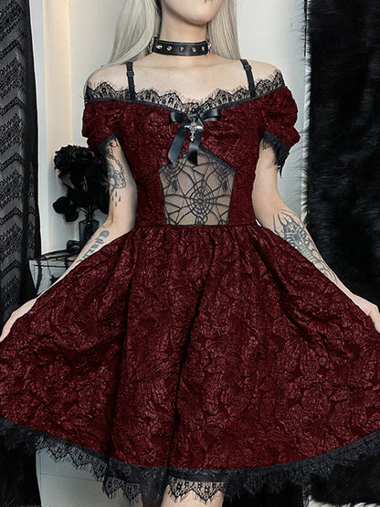 Cutouts Waist Prom One Aesthetic Strap Lace Clubwear Mini Grunge Party Shoulder A-Line Y2K High Dress Elegant Sexy