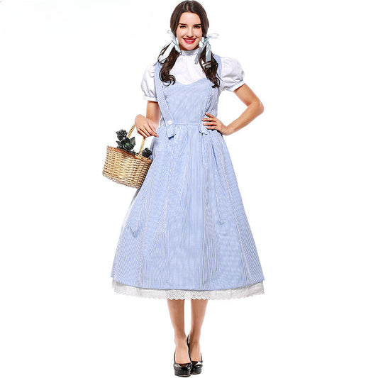 Fairytale Oz Dorothy Dress Costume Wizard Gingham Blue Halloween Carnival Of