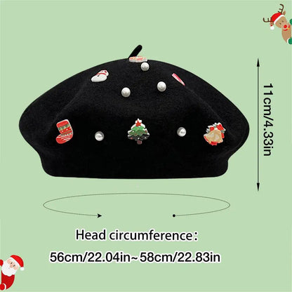 Cold Resistant Wool Korean Style Painter Christmas Beret Hat