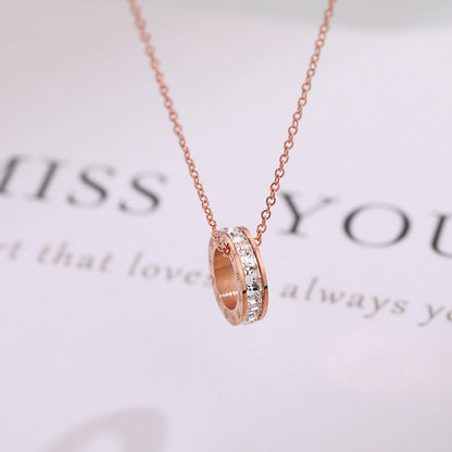 Rose Gold Roman Numeral Titanium Steel Necklace