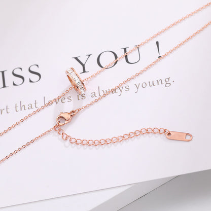 Rose Gold Roman Numeral Titanium Steel Necklace