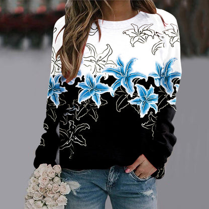 Sequins Butterfly 3d Printed O Neck Long Sleeve Sweatshirt