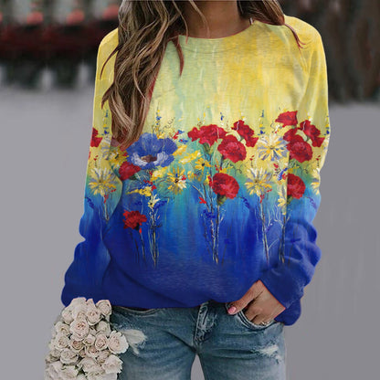 Sequins Butterfly 3d Printed O Neck Long Sleeve Sweatshirt