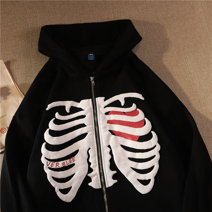 Amy Fashion - Gothic Skeleton Print Hoodies