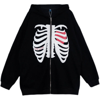 Amy Fashion - Gothic Skeleton Print Hoodies