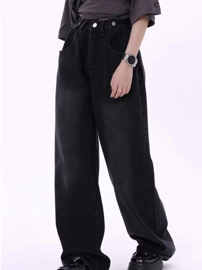 Amy Fashion - Super Soft Thin High Street Slim Loose Autumn New High Waist Wide Leg Women's Jean