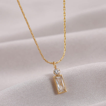 Classic Style Mini Rectangular Shining Zircon Necklaces